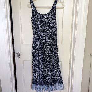 Blue Cotton Voile  floral  midi dress By Chelsea And Violet